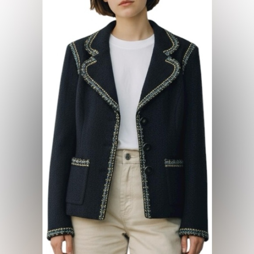 St John Navy Crepe Jacket